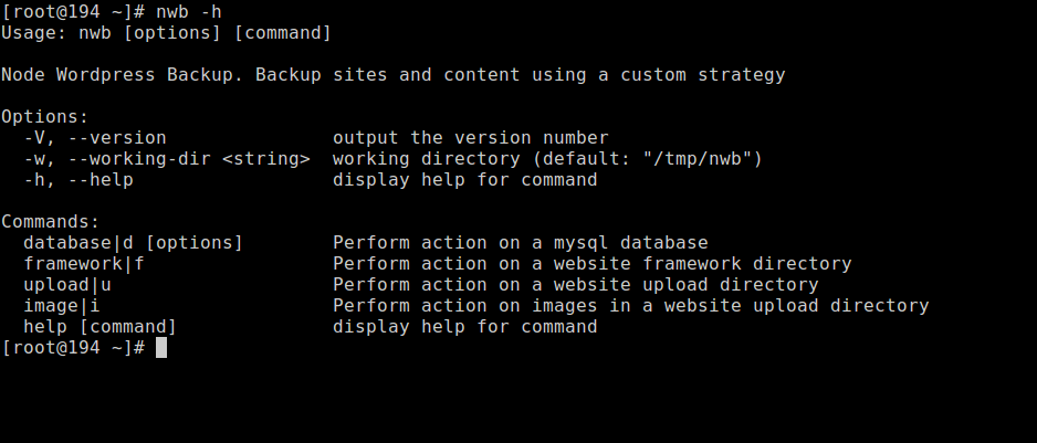 nwb Command Line Tool